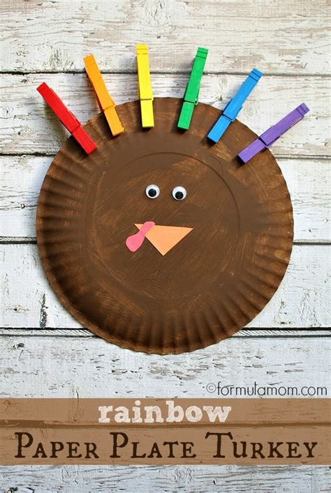 Rainbow Paper Plate Turkey Craft
