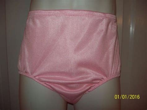 Pink Nylon Tricot Pocket Panties Encased Elastic Briefs Men 34