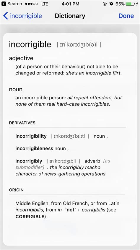 Incorrigible English Words Adjectives Nouns