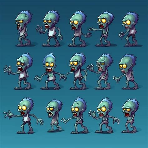 Premium Ai Image 2d Game Sprite Sheet Zombie Character Sprites