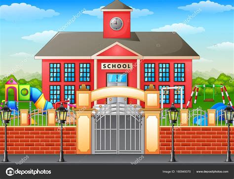School Building And Playground Area Stock Vector Image By ©dualoro