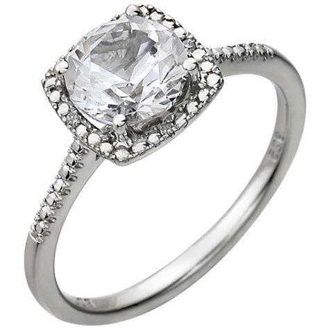 Sterling Silver 7mm White Sapphire Ring With Diamonds Jj69940ws