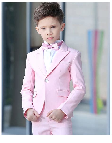 2018 New Child Suits Fashion Slim Little Boys Clothing Sets Candy Pink