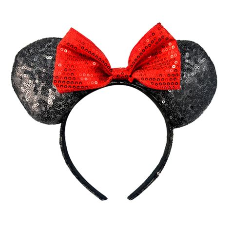 Headwear Minnie Mickey Headband Black Ears And Pink Headbands Rosered