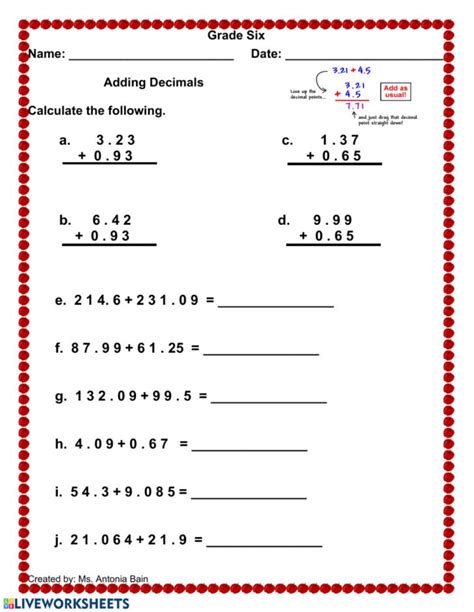 Adding Decimals Worksheet AlphabetWorksheetsFree