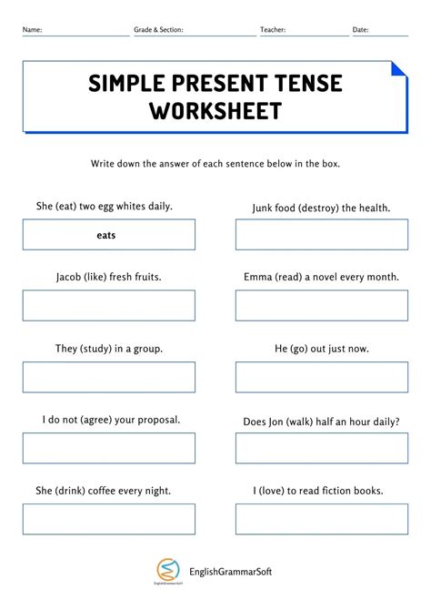 Present Simple Tense Interactive Worksheet Verb Tenses Worksheets My