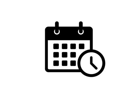Calendar With Clock Vector Icon Calendar Symbol Isolated