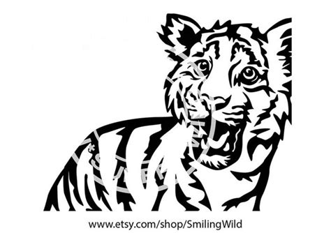 Tiger Cub Svg Clipart Vector Graphic Art Cute Tiger Wild Etsy