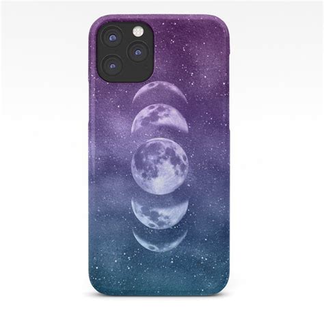 Lunar Moon Phases Teal And Purple Iphone Case By Blue Sky Whimsy