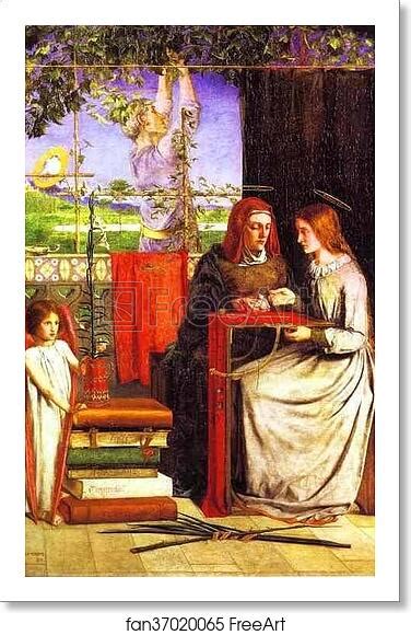 free art print of the girlhood of mary virgin by dante gabriel rossetti 1849 oil on canvas