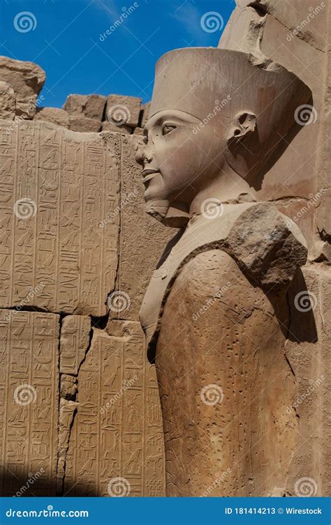 shot of the statue of queen hatshepsut of ancient egypt in the temple of karnak luxor egypt