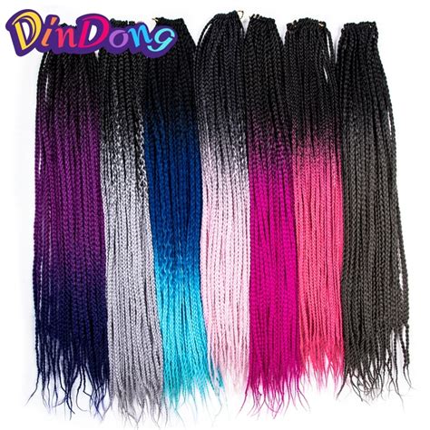 Starting to weave from the bottom of the back of the head, the master simply sews tresses to each of the braided braids, trying to position the strip of hair as close as possible to the hair roots. DinDong Ombre Crochet Box Braids Extensions 24 inch Ombre High Temperature Fiber Synthetic ...