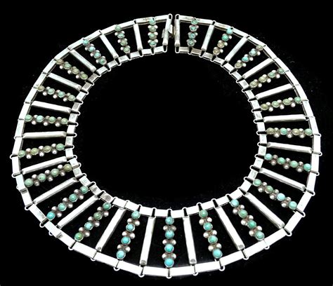 Wide Stunning Gr Early Mexican Turquoise Sterling Silver Collar