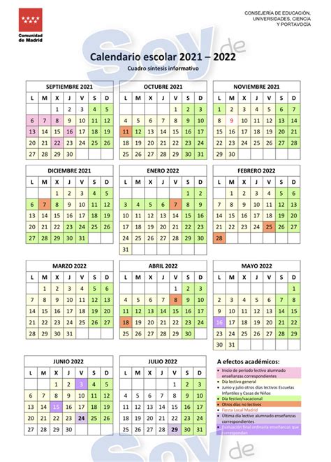 Calendario Escolar 2022 A 2023 Comunidad De Madrid