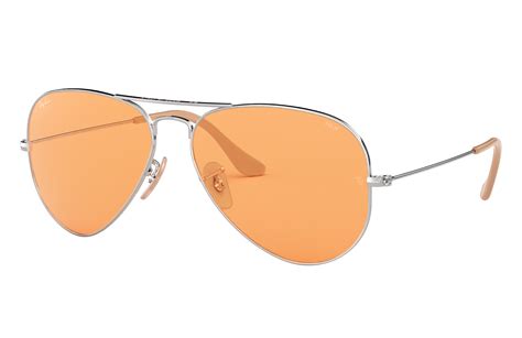 Silver Sunglasses In Orange Photochromic And Aviator Washed Evolve Rb3025 Ray Ban®