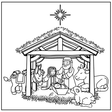 Nativity Scene Coloring Page For Preschoolers Coloring Pages