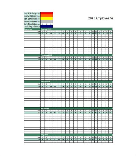 Free Employee Vacation Planner Template Free Printable Templates