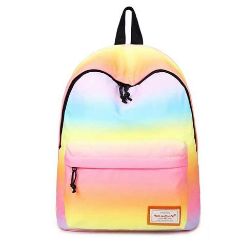 Women Printing Backpack Gradient Color Shoulder Bags For School