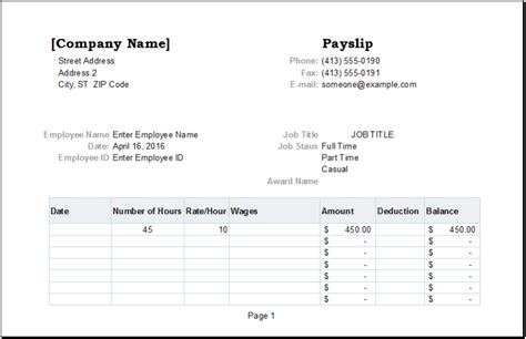 Excel Pay Slip Template Singapore Salary Slip Format In Saudi Arabia