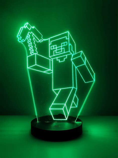 Steve Minecraft Player Smart Lamp Rgb 50 Efectos 3d Etsy