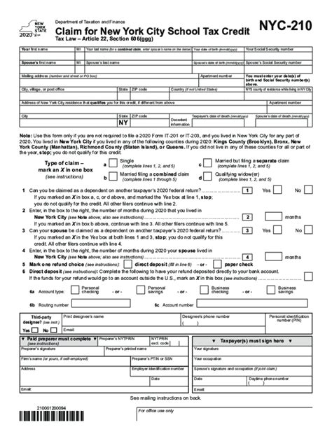 Nyc 210 Form 2023 Printable Forms Free Online