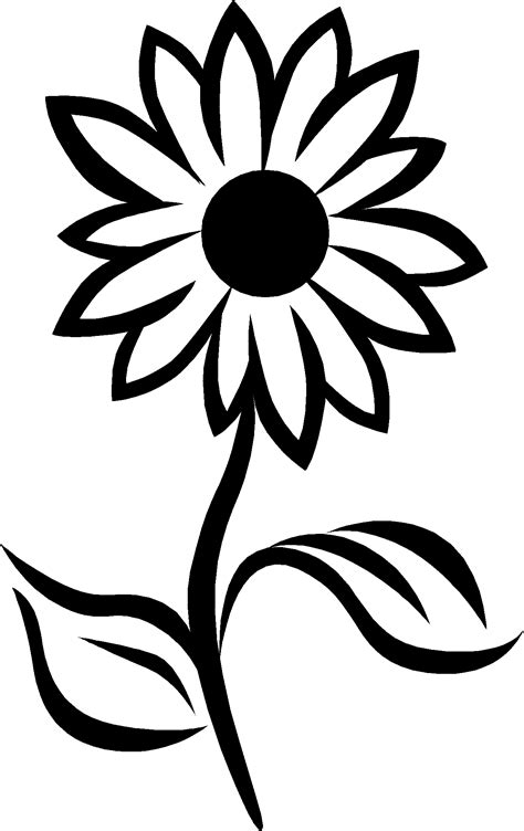 Sunflower Clip Art Black And White