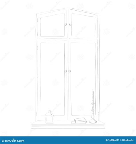 Window In Room Black And White Stock Vector Illustration Of Draw