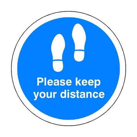 Please Keep Your Distance Floor Sticker Blue Pvc Safety Signs