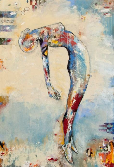 Original Abstract Figure Painting Acrylic On Wood 24x36 By Pcoyne 375