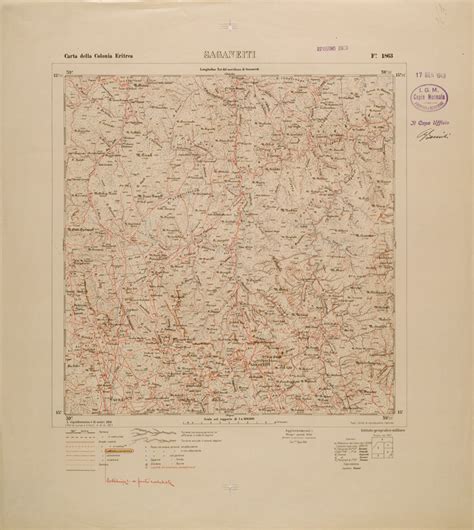 Carta Topografica Della Colonia Eritrea Foglio 1863 Saganeiti