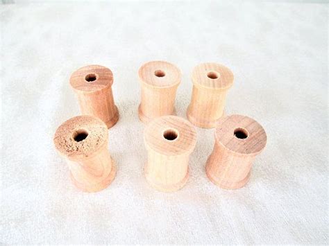 Unfinished Wooden Thread Spools Set Of 6 Small Wood Thread Etsy