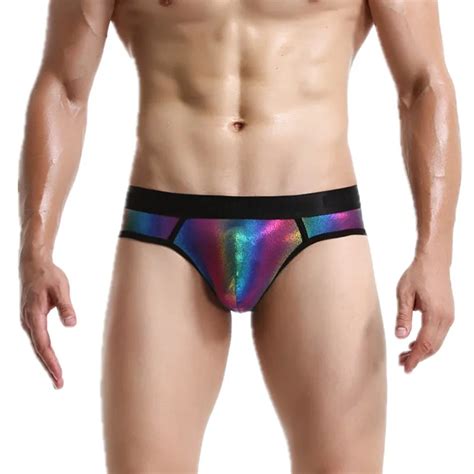 Sexy para Hombre Ropa interior Bikini de arcoíris calzoncillos con funda para pene bulto