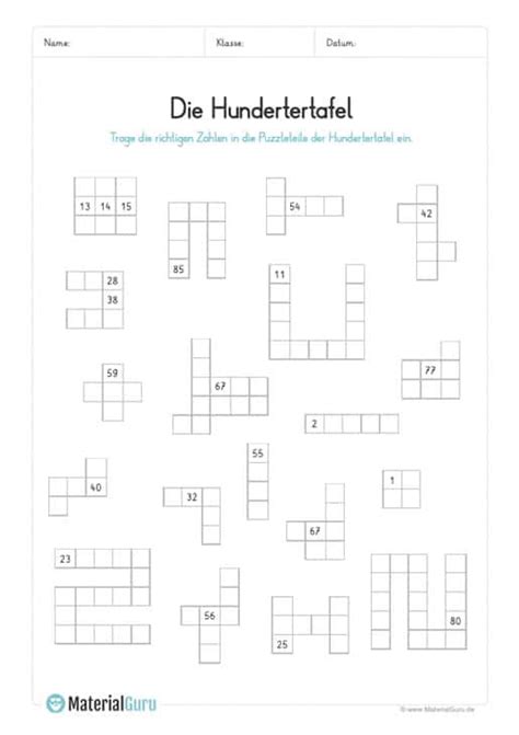 1000 tafel mathe ausdrucken : Hundertertafel / Hunderterfeld - MaterialGuru