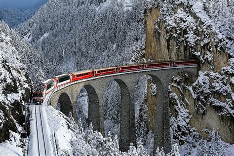 スイス、 橋、 トンネル、 冬、 木、 電車、 鉄道、 森林、 雪、 山、 Hdデスクトップの壁紙 Wallpaperbetter