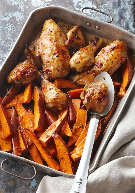 One Pan Baked Chicken And Sweet Potatoes Brown Sugar