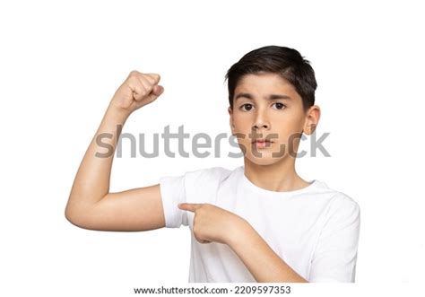 Kid Showing His Muscles Isolated On Stock Photo 2209597353 Shutterstock
