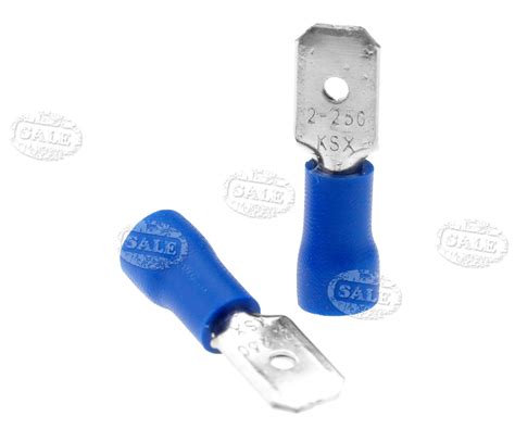 100 Pieces Insulated Crimp Blue Male Electrical Spade Connector