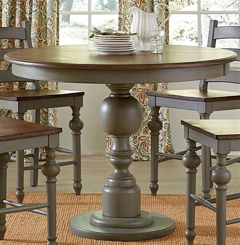 Colonnades Putty And Oak Round Counter Height Dining Table From