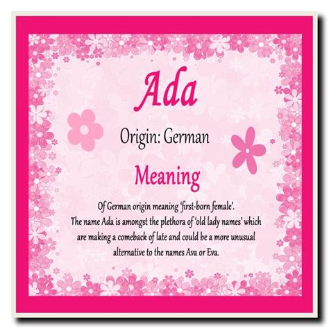 Ada Personalised Name Meaning Coaster The Card Zoo