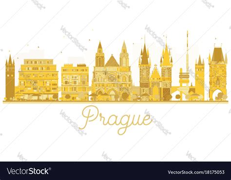 Prague City Skyline Golden Silhouette Royalty Free Vector