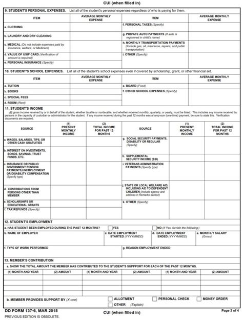 Dd Form 137 6 Dependency Statement Full Time Student 21 22 Years