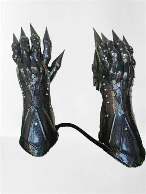 Metal Armor Gauntlets Gothic Armor Gloves Pair Accents Etsy