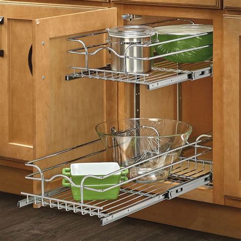 Double Wire Basket Pullout Shelf Storage Organizer for Cabinets