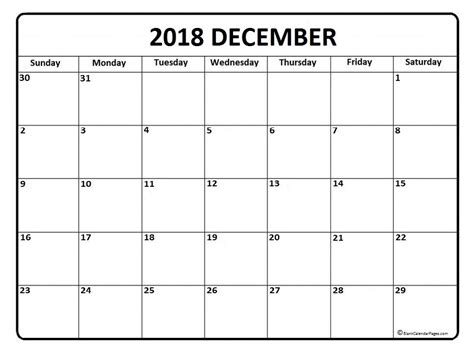 20 December 2018 Printable Calendar Free Download Printable Calendar