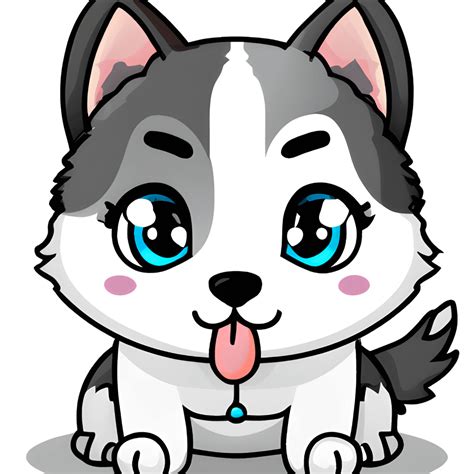 Cute Cartoon Husky Puppy