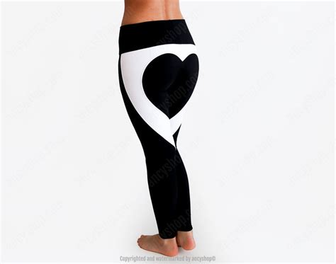 Black Leggings Black Heart Pants Heart Yoga Pants Heart Etsy