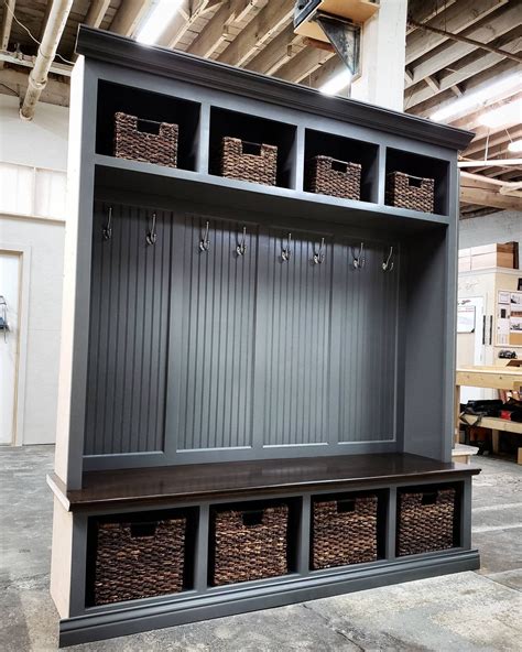The Dublin Gray Mudroom Lockers Bench Storage Furniture Etsy
