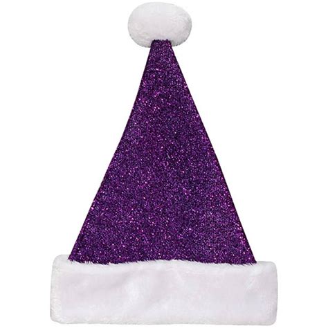 Holiday Time Purple Tinsel Santa Hat