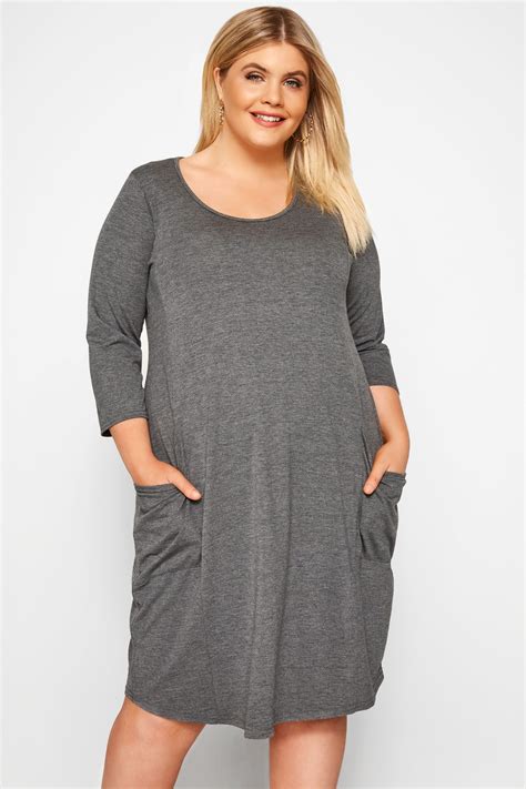 Gray Jersey Dress With Pockets Large Sizes 44 64 Maxi Dress Evening