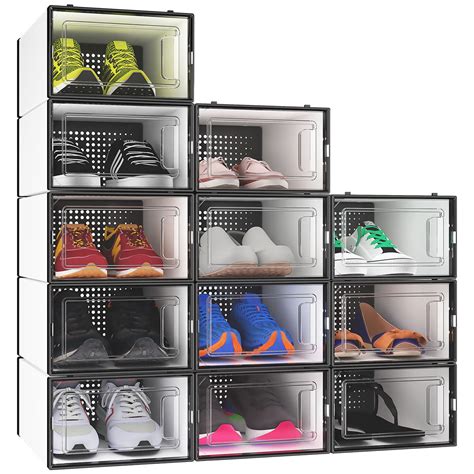 Dwvo 12pcs Shoe Box Storage Closet Organizer Stacking Transparent
